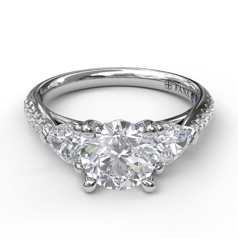 Fana Three-Stone Engagement Ring With Pear Cut Side Stones