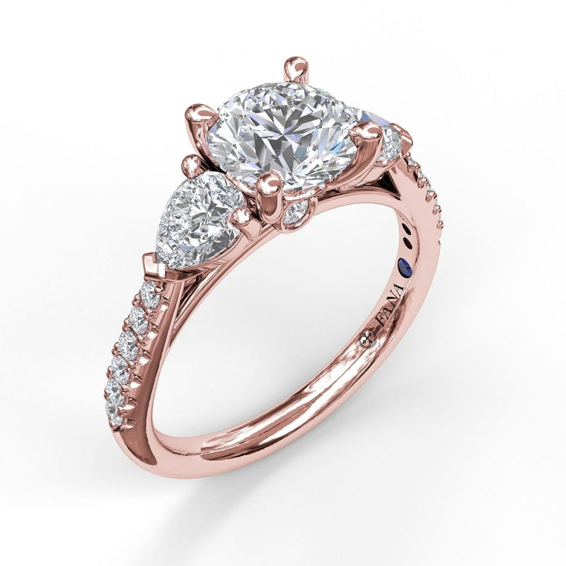 Fana Three-Stone Engagement Ring With Pear Cut Side Stones