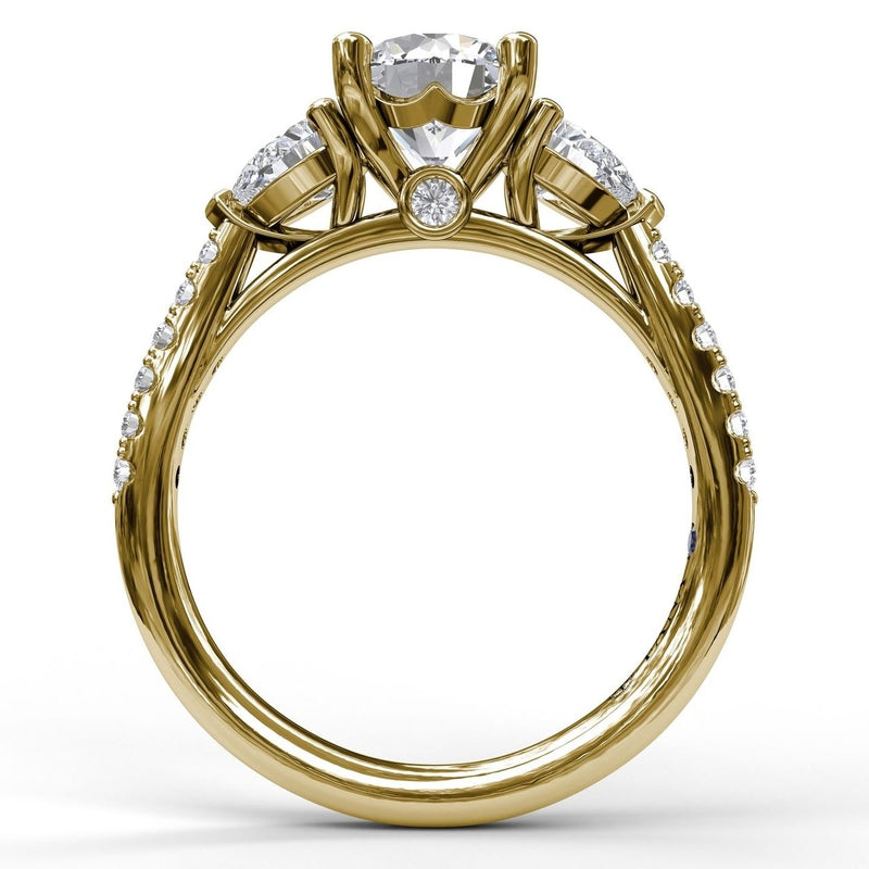 Fana Three-Stone Engagement Ring With Pear Cut Side Stones