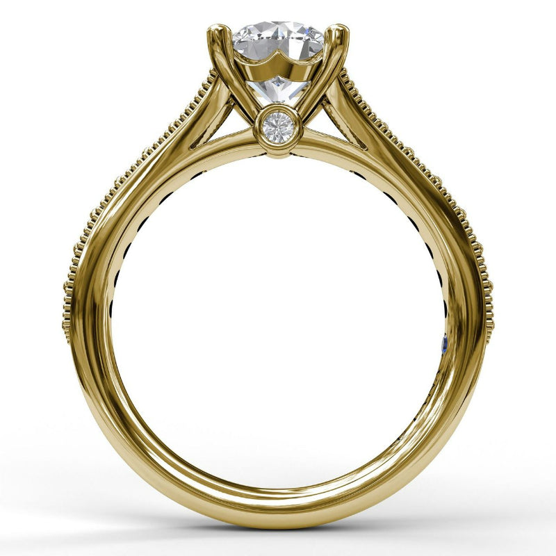 Fana Classic Diamond Engagement Ring with Detailed Milgrain Band