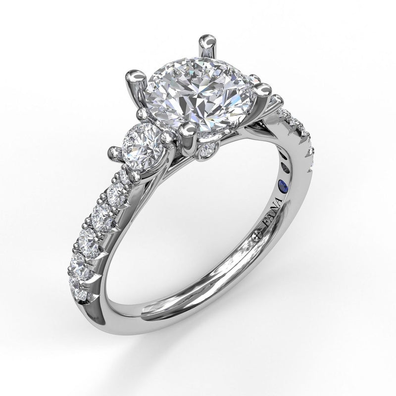 Fana Three Stone With Pave Engagement Ring