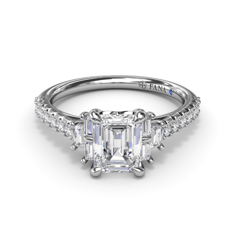 Fana Emerald Cut Side Stone Engagement Ring