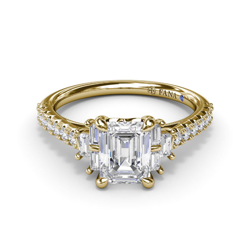 Fana Emerald Cut Side Stone Engagement Ring