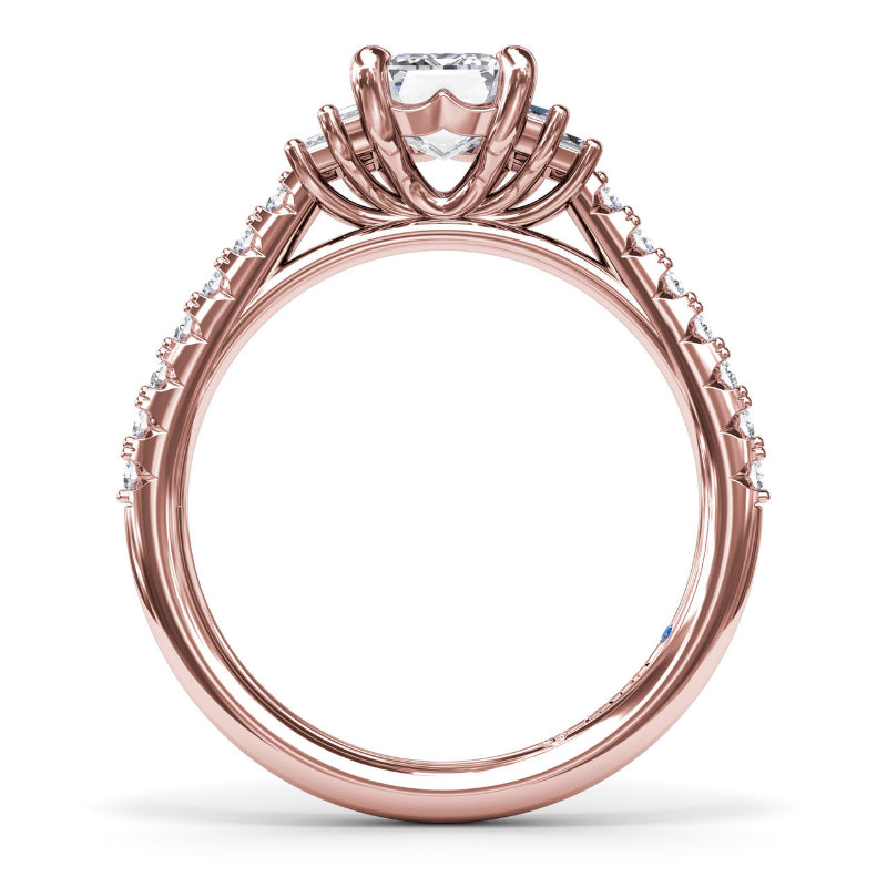 Fana Emerald Cut Side Stone Engagement Ring
