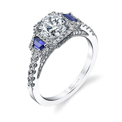 0.74tw Semi-Mount Engagement Ring 1ct Round/Cushion