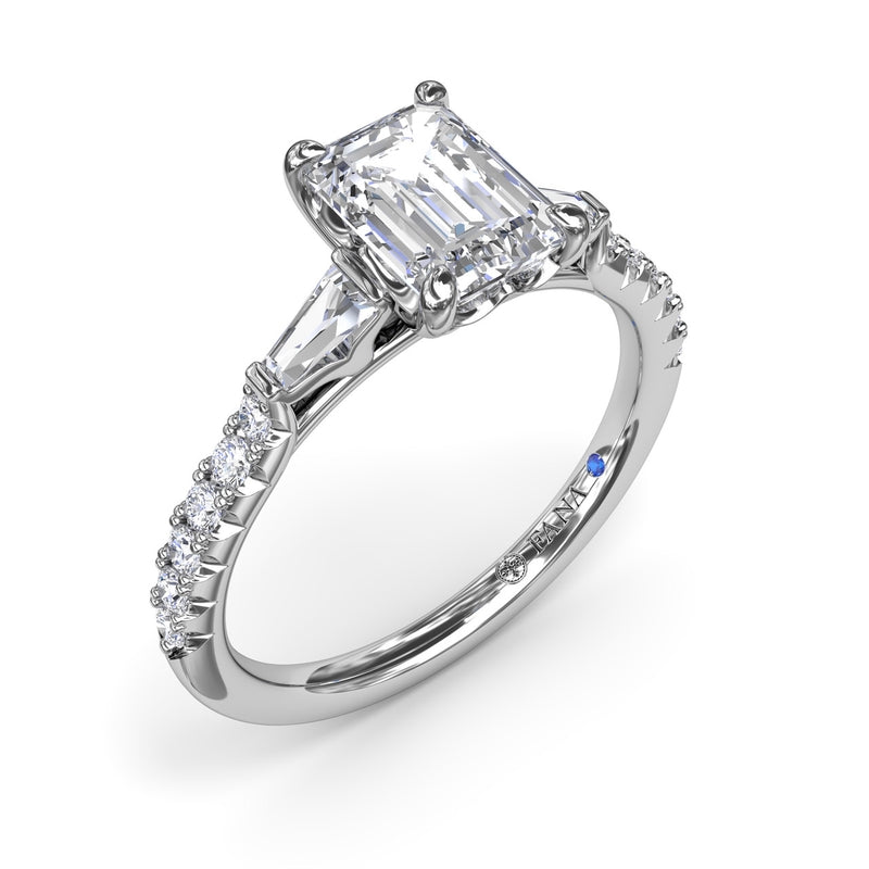 Fana Emerald Cut and Tapered Baguette Engagement Ring