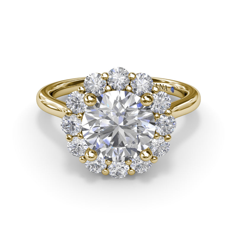 Fana Floral Halo Diamond Engagement Ring