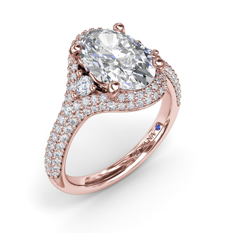 Fana Double Pave Diamond Halo Engagement Ring