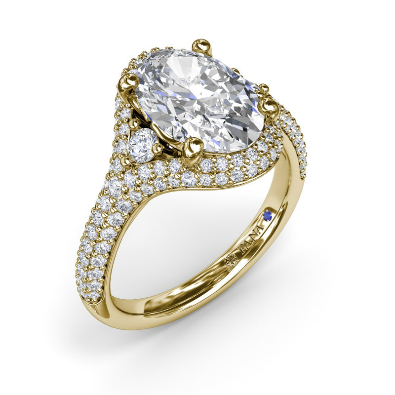 Fana Double Pave Diamond Halo Engagement Ring