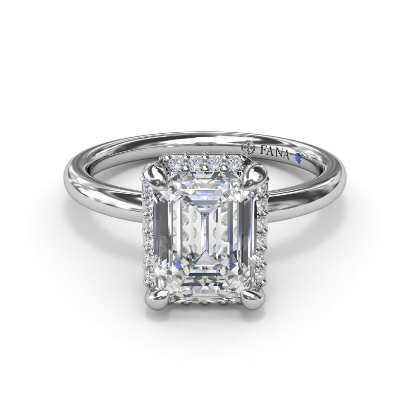 Fana Emerald Cut Halo Diamond Engagement Ring