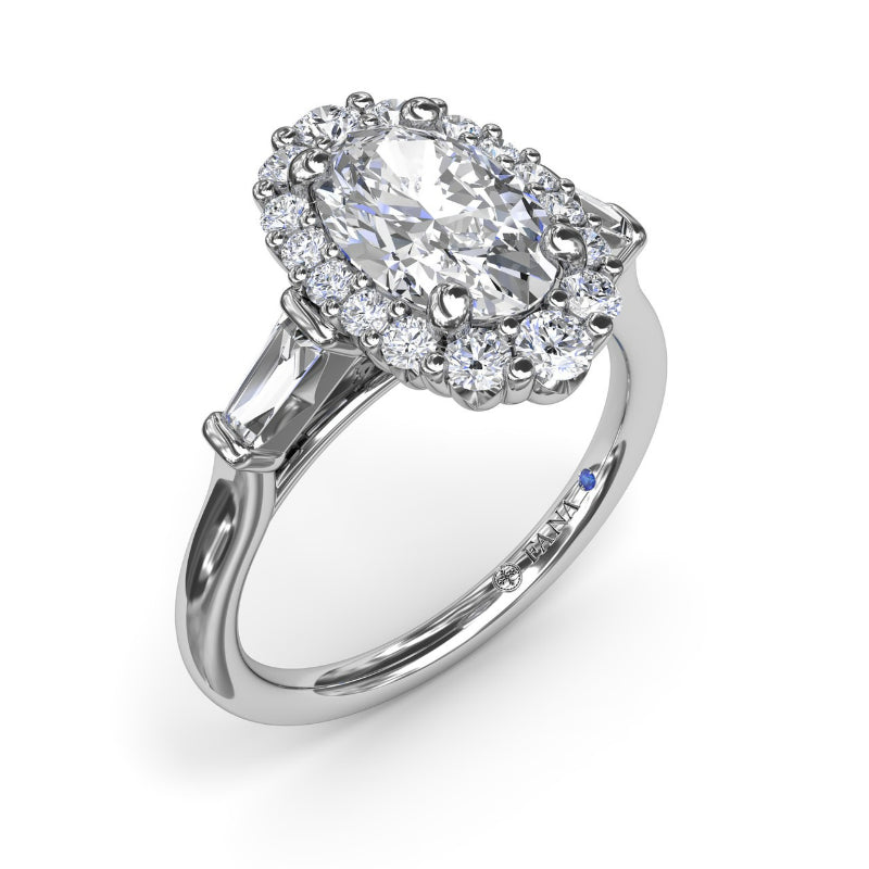 Fana Diamond Baguette Halo Engagement Ring