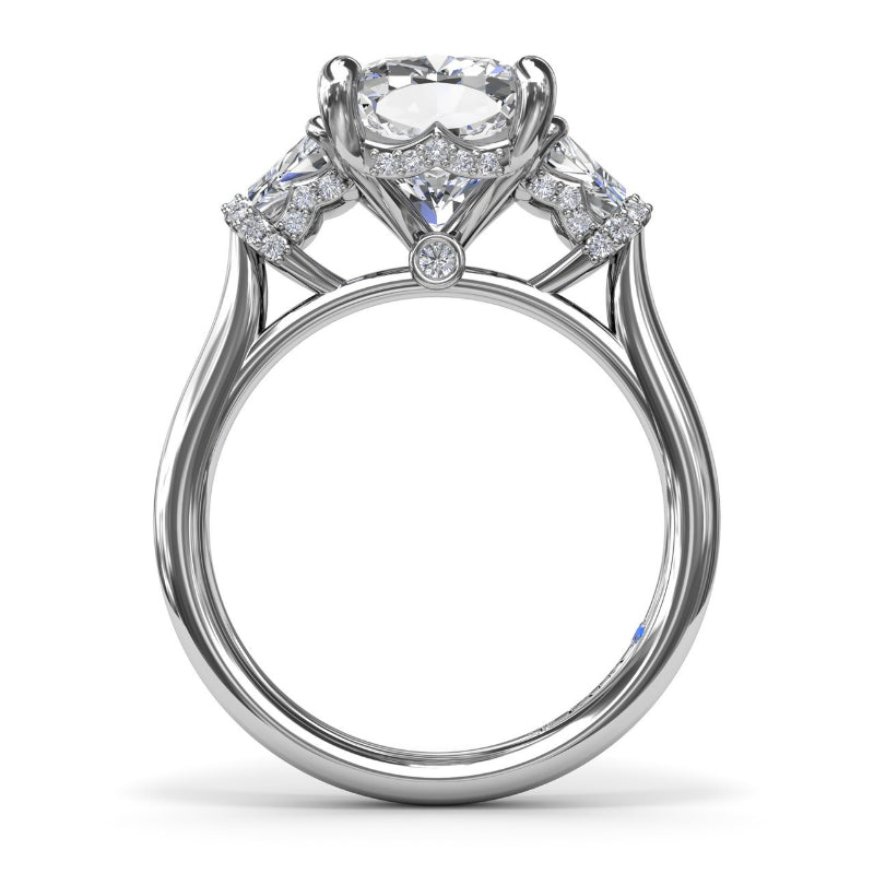 Fana Three Stone Trapezoid Diamond Engagement Ring