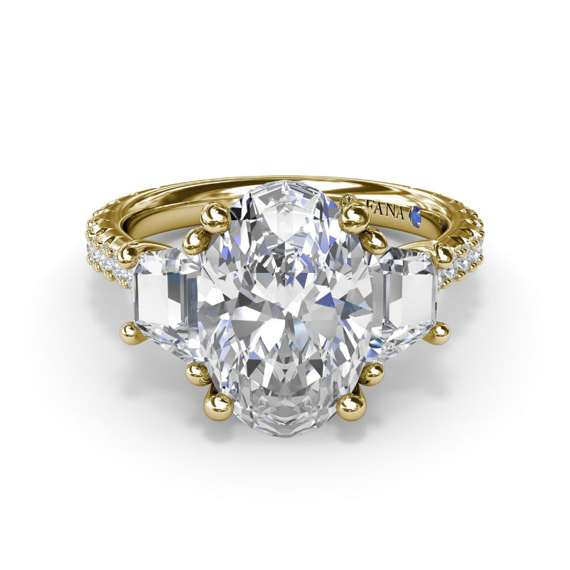 Fana Three Stone Oval Diamond Engagement Ring