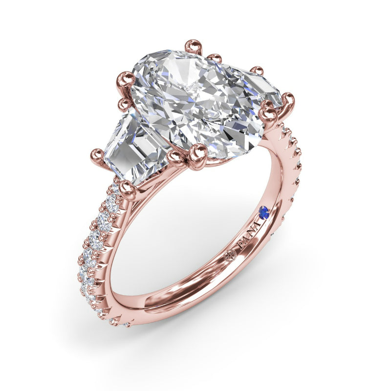 Fana Three Stone Oval Diamond Engagement Ring