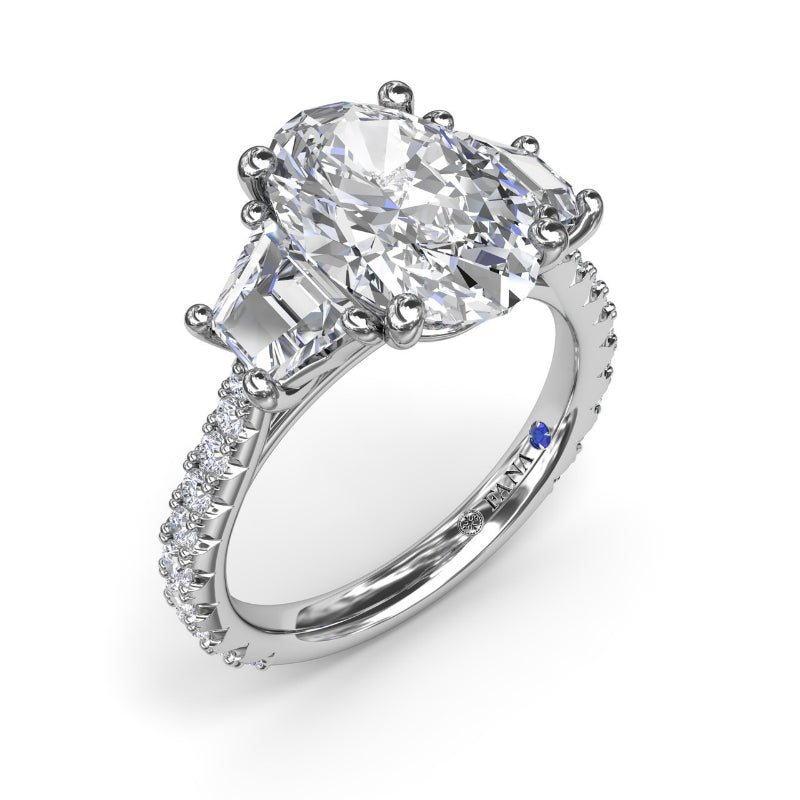 Fana Three Stone Oval Diamond Engagement Ring