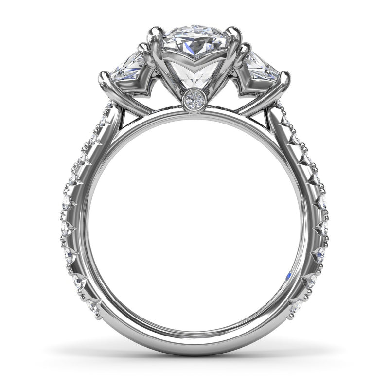 Fana Three Stone Oval Diamond Engagement Ring