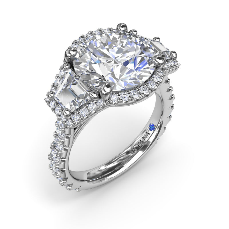 Fana Complete Halo Three Stone Engagement Ring