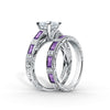 Kirk Kara CHARLOTTE Diamond Engagement Rings 18k Gold White 10DR .08 4 AMETH BAG ENGRAVED RING