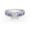 Kirk Kara CHARLOTTE Diamond Engagement Rings 18k Gold White 10DR .08 4 AMETH BAG ENGRAVED RING