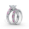 Kirk Kara CHARLOTTE Diamond Engagement Rings 18k Gold White 8DR .06 2DR .02 4 PINK SAPP BAG ENGRAVED RING