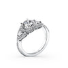 Kirk Kara PIROUETTA 3 Stone Engagement Rings 18k Gold White 56DR .35 2DTR 0.301 3-STONE HALO RING