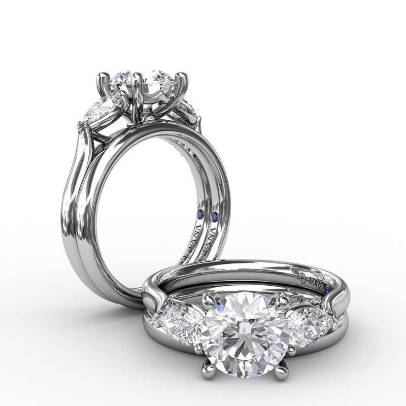 Fana Classic Three-Stone Engagement Ring With Pear-Shape Side Diamonds