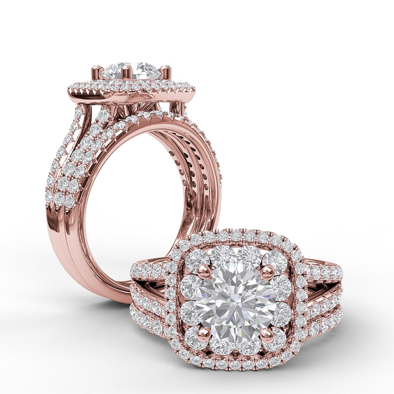 Fana Exquisite Unique Double Halo Engagement Ring