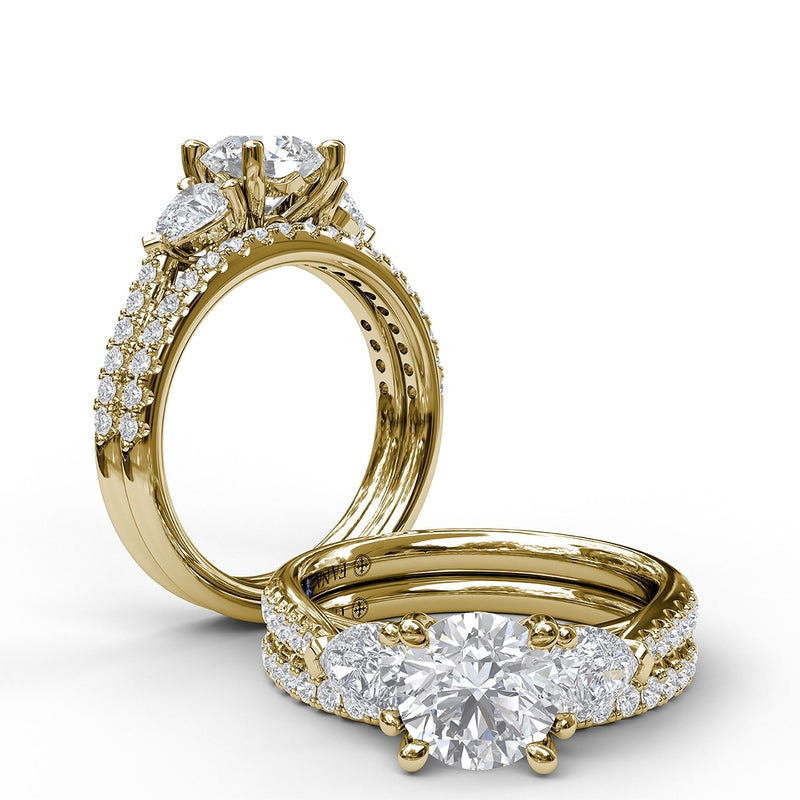 Fana Three-Stone Engagement Ring With Pear Cut Side Stones