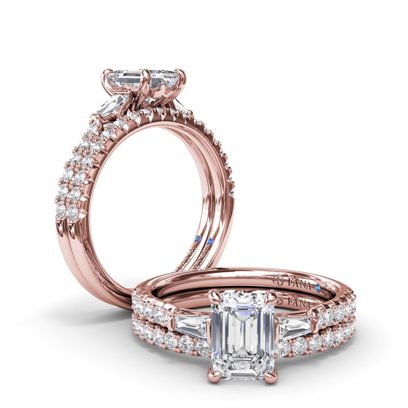 Fana Emerald Cut and Tapered Baguette Engagement Ring