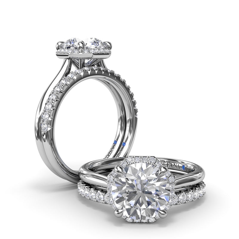 Fana Octagon Halo Diamond Engagement Ring