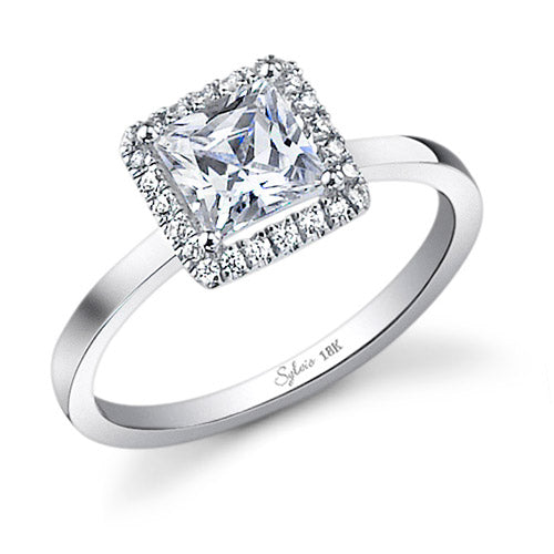 0.27tw Semi-Mount Engagement Ring With 1ct  Princess Head