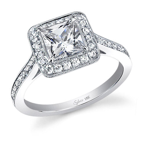 0.38tw Semi-Mount Engagement Ring With 1ct Princess Head