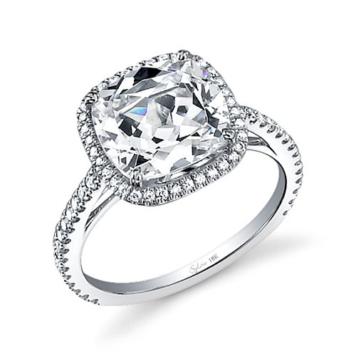 0.47tw Semi-Mount Engagement Ring With 5ct Cushion Head