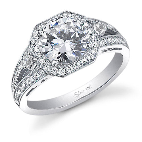 0.45tw Semi-Mount Engagement Ring With 2ct Round Head