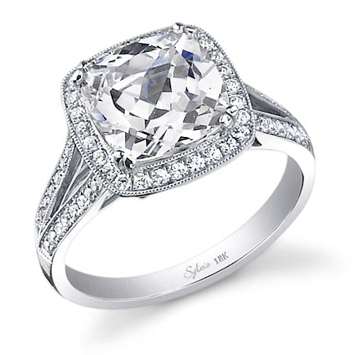 0.43tw Semi-Mount Engagement Ring With 2ct Cushion Head