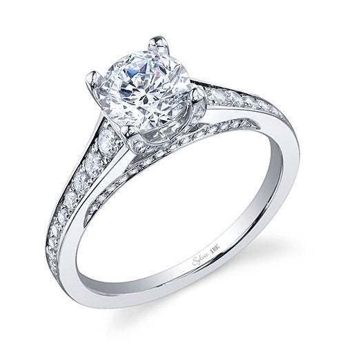 0.49tw Semi-Mount Engagement Ring With 1ct Round Head