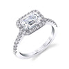 Emerald Cut East-West Classic Halo Engagement Ring - Chantelle Platinum White