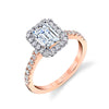 Emerald Cut Classic Two Tone Halo Engagement Ring - Chantelle 18k Gold Rose