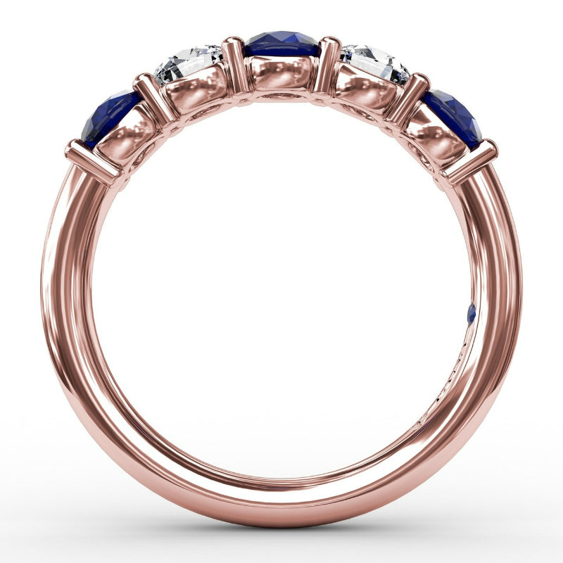 Fana Chunky Sapphire and Diamond Shared Prong Anniversary Band