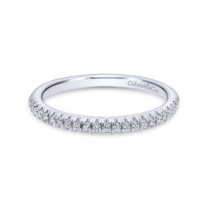 Gabriel & Co. 14k White Gold Contemporary Curved Wedding Band