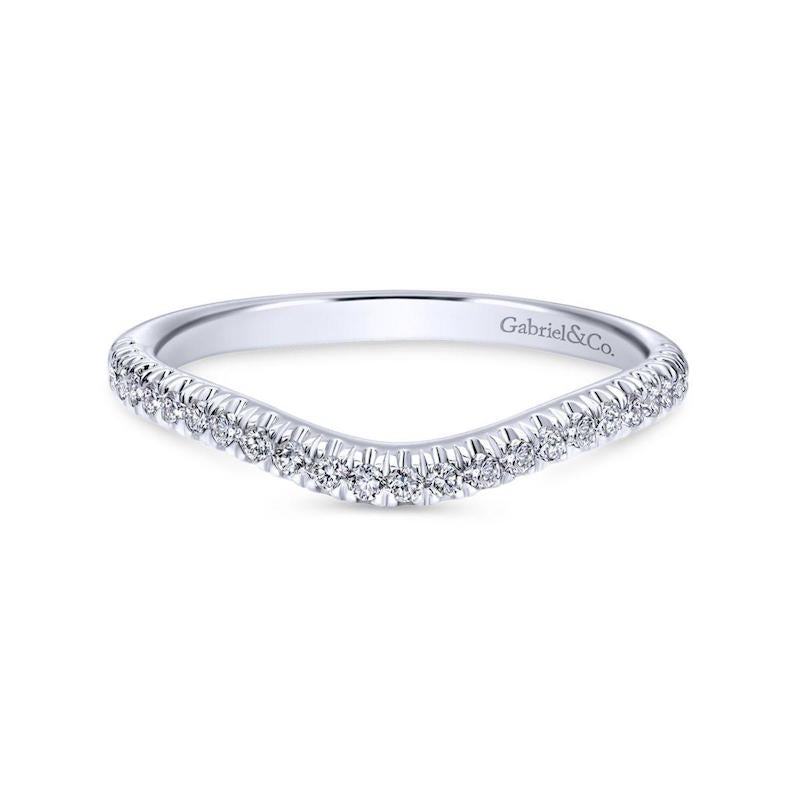 Gabriel & Co. 14k White Gold Contemporary Curved Wedding Band