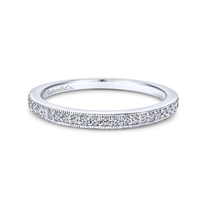 Gabriel & Co. 14k White Gold Victorian Diamond Wedding Band