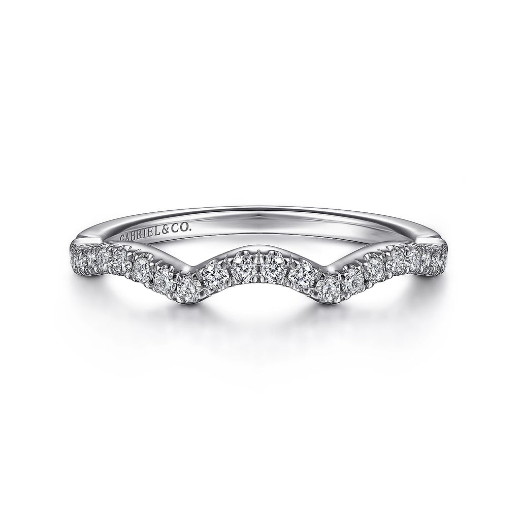 Gabriel & Co. 14k White Gold Victorian Curved Wedding Band