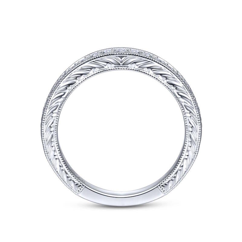 Gabriel & Co. 14k White Gold Victorian Diamond Wedding Band