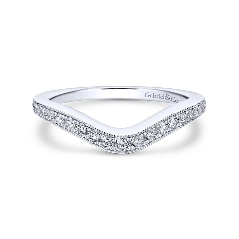 Gabriel & Co. 14k White Gold Victorian Curved Wedding Band