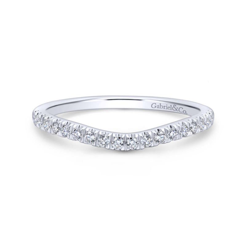 Gabriel & Co. 14k White Gold Contemporary Curved Wedding Band