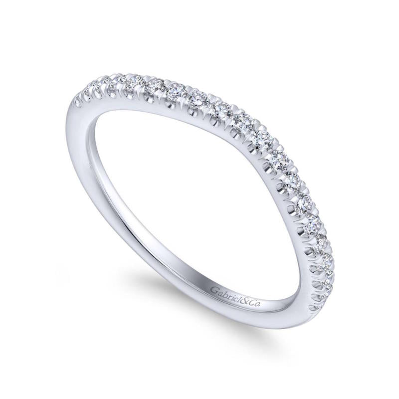 Gabriel & Co. 14k White Gold Contemporary Curved Wedding Band