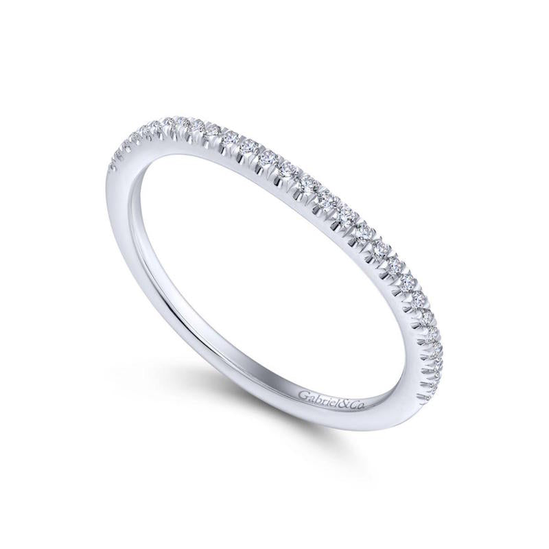 Gabriel & Co. 14k White Gold Contemporary Curved Wedding Band