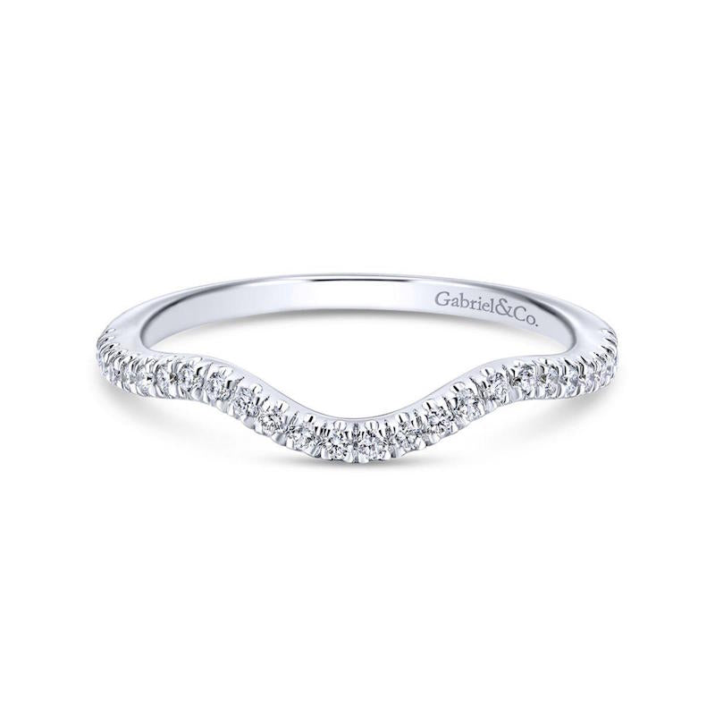 Gabriel & Co. 14k White Gold Contemporary Curved Wedding Band