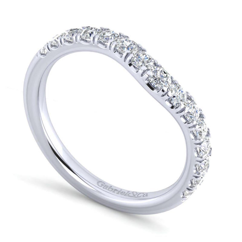 Gabriel & Co. 14k White Gold Contemporary Curved Wedding Band